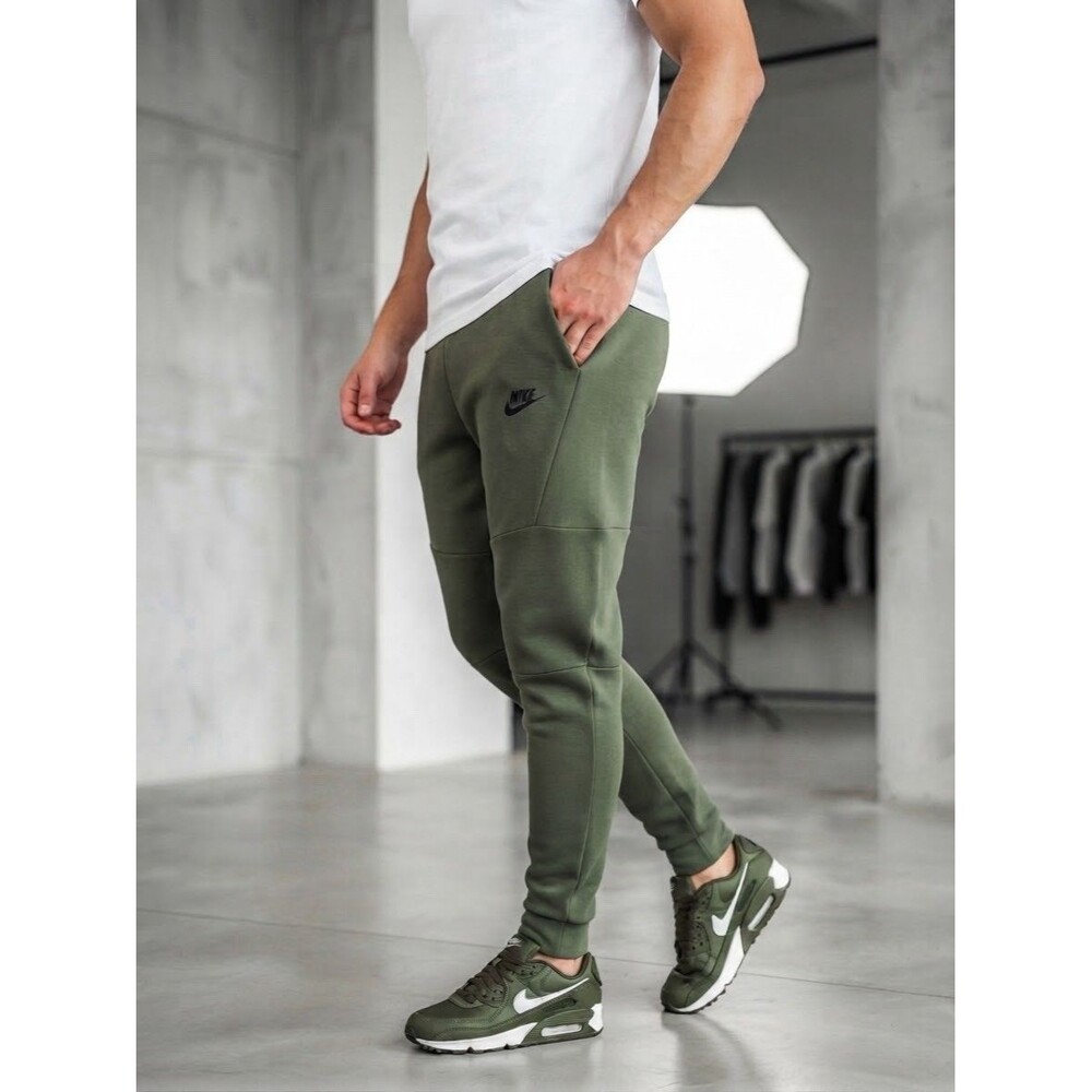 Nike Tech Fleece Joggers Men's Medium Green Sweatpants Pants Track Pocket